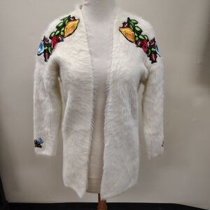 Embroidered White Cardigan
